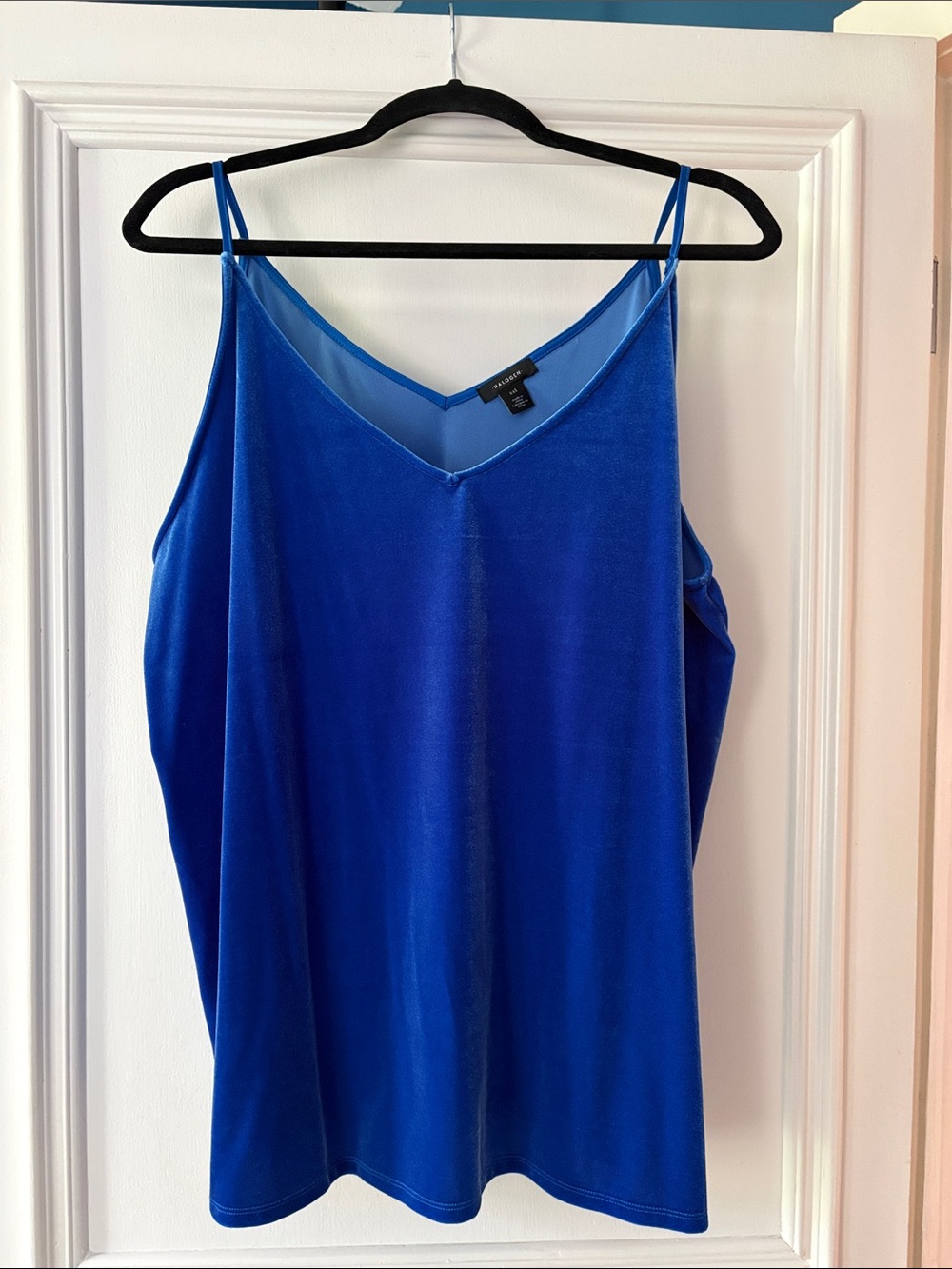 Halogen Royal Blue Velveteen V-Neck Spaghetti Strap Tank Plus Size